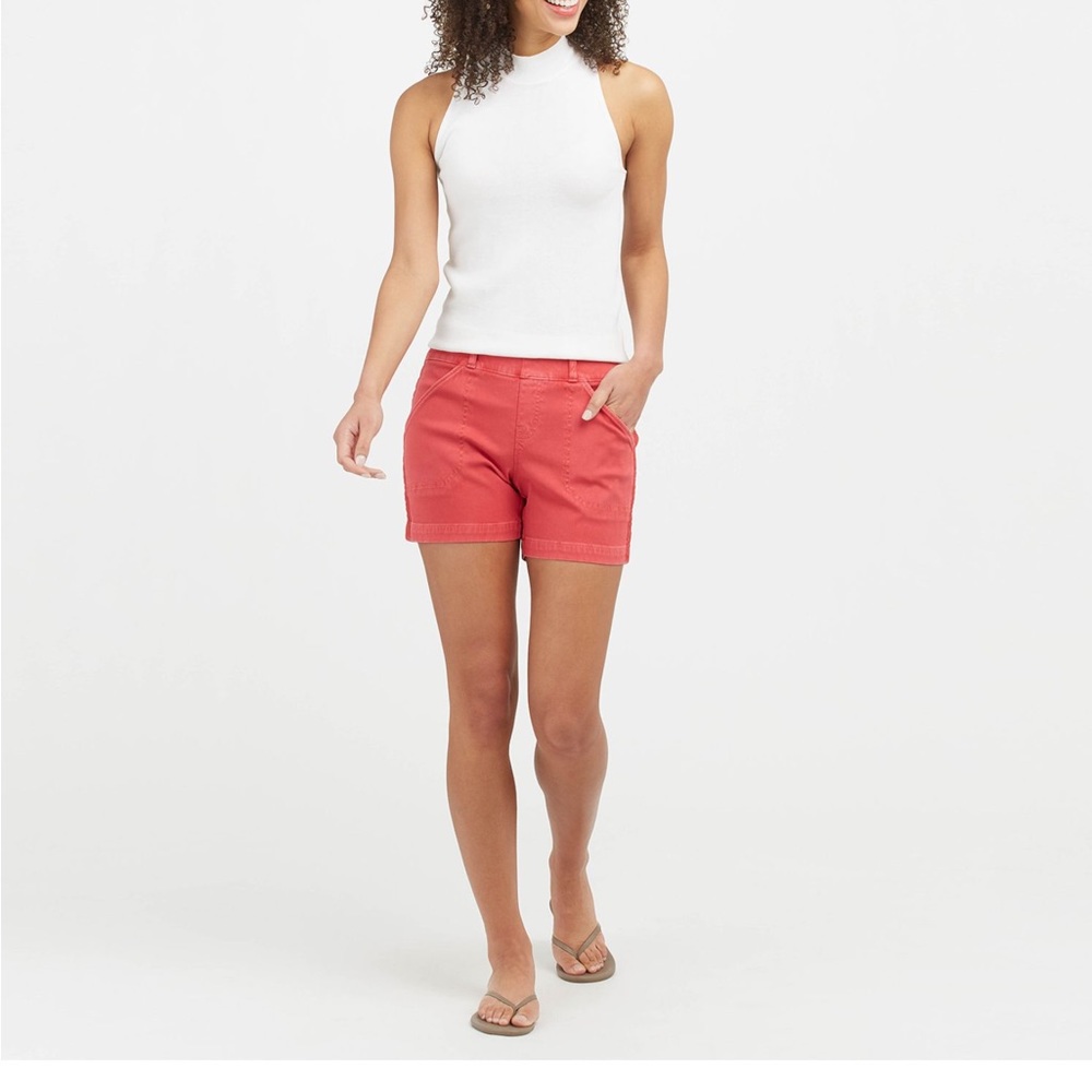Spanx Stretch Twill Shorts - Red